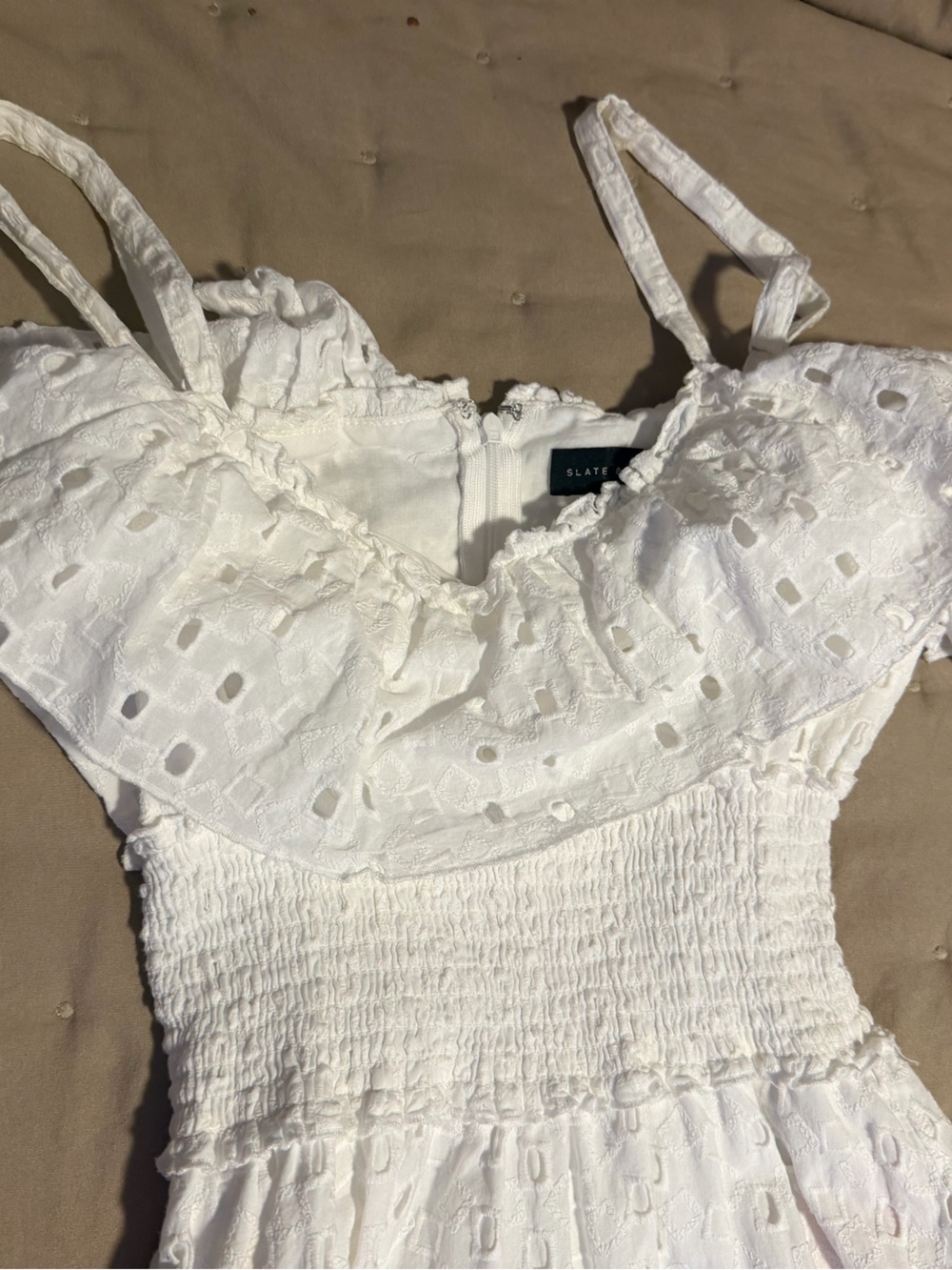 Slate & Willow White Eyelet Midi Dress